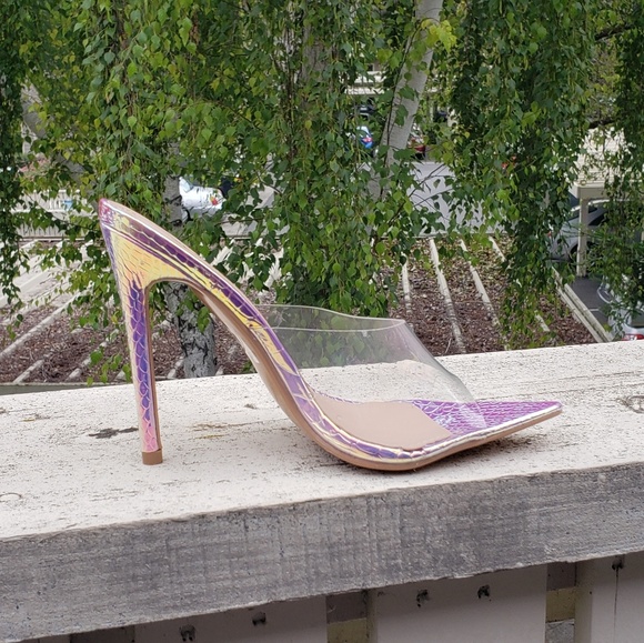 Transparent Clear Perspex High Heel IceSnake Print - Picture 2 of 8